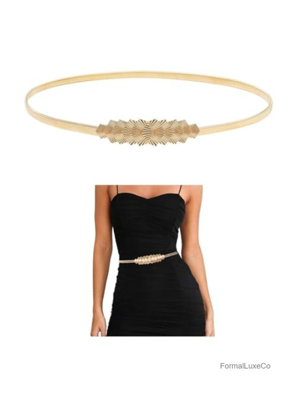 Women's Metal Stretch Waist Skinny Belt Designer Knot Buckle Adjustable